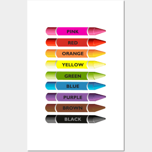 Bright colour crayons pencils. Color names Posters and Art